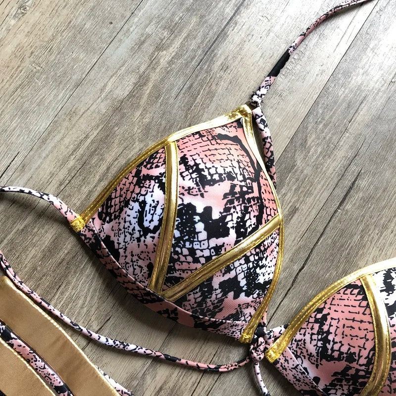 2023 Gold Stamping Women Bikini Set Sexy Padded Women Swimsuit Push Up Bikini Swimwear Summer Beachwear Brazil Bathing Suit