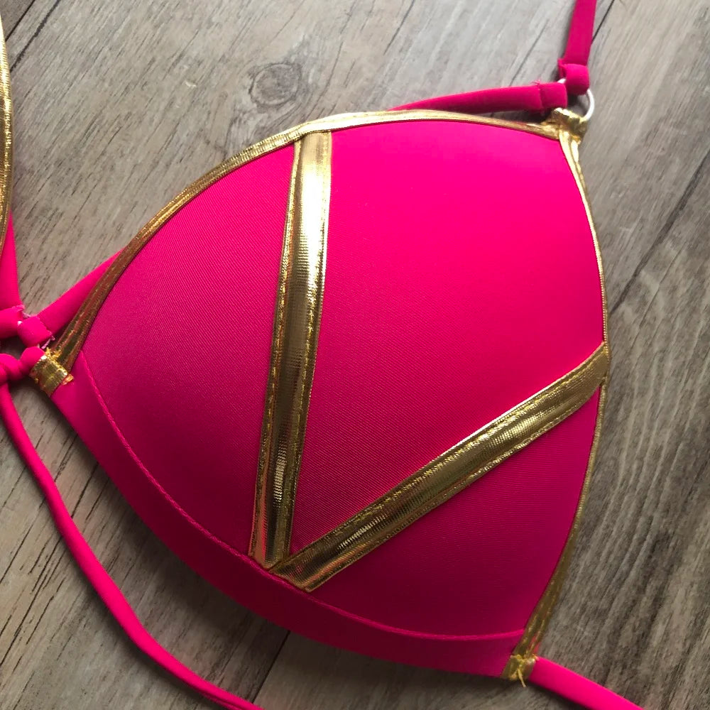 2023 Gold Stamping Women Bikini Set Sexy Padded Women Swimsuit Push Up Bikini Swimwear Summer Beachwear Brazil Bathing Suit