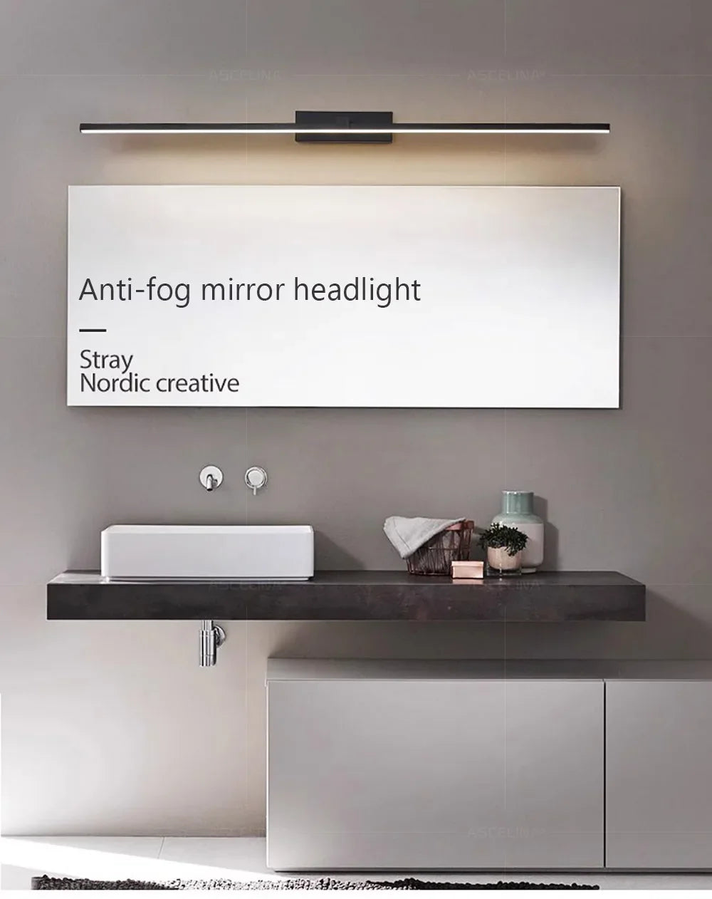 Modern LED Wall Lamp Mirror Decor Lighting 60/80/100cm Long Strip Light For Bedroom Bathroom Washroom Kitchen Indoor Luminaires