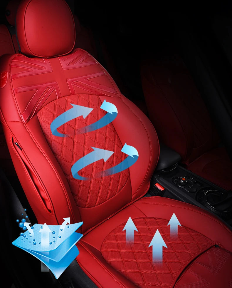 Car Accessories for MINI Cooper R50 R53 HATCHBACK R55 Clubman R56 R57 CABRIO R60 Countryman Custom Seat Covers Leather Pad