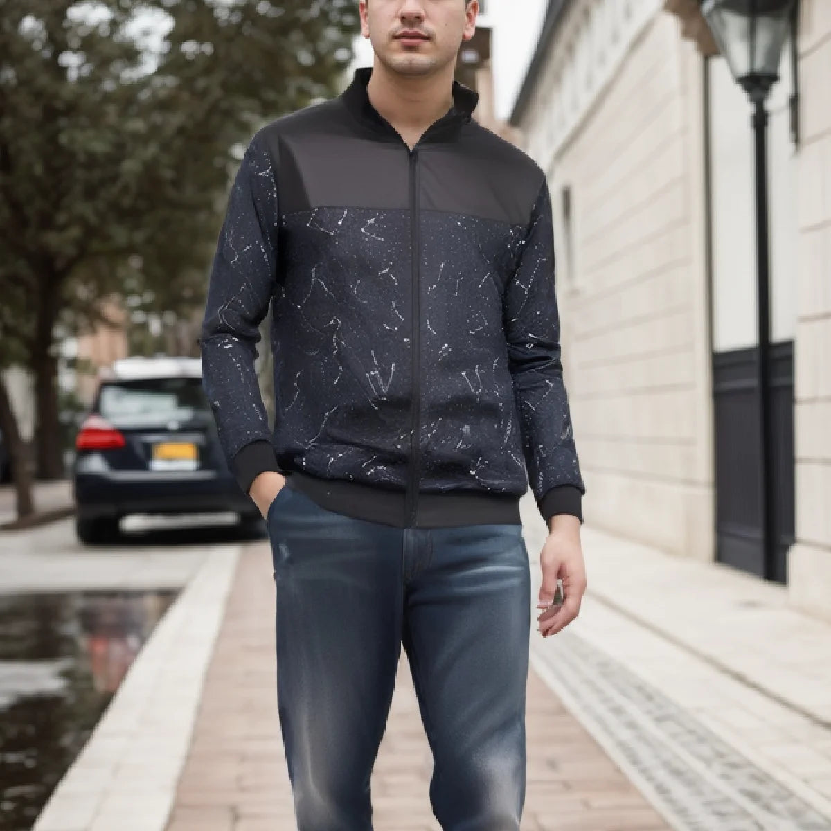2024 Spring and Autumn New Baseball Collar Short Loose Solid Color Jacket Men&