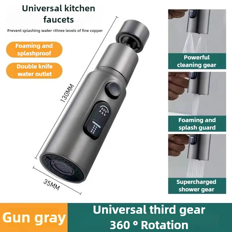 New Faucet Extender 360° Universal Rotation Extension Splash Proof Aerator 3 Modes Kitchen Sink Accessory Water Tap Nozzle