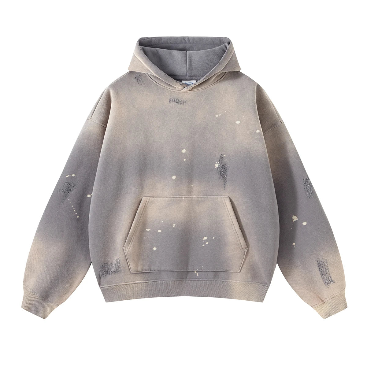 Street Wear Speckled Ink Rubbed Hooded Hoodies Fashion Sense Distressed Winter Coat Men&