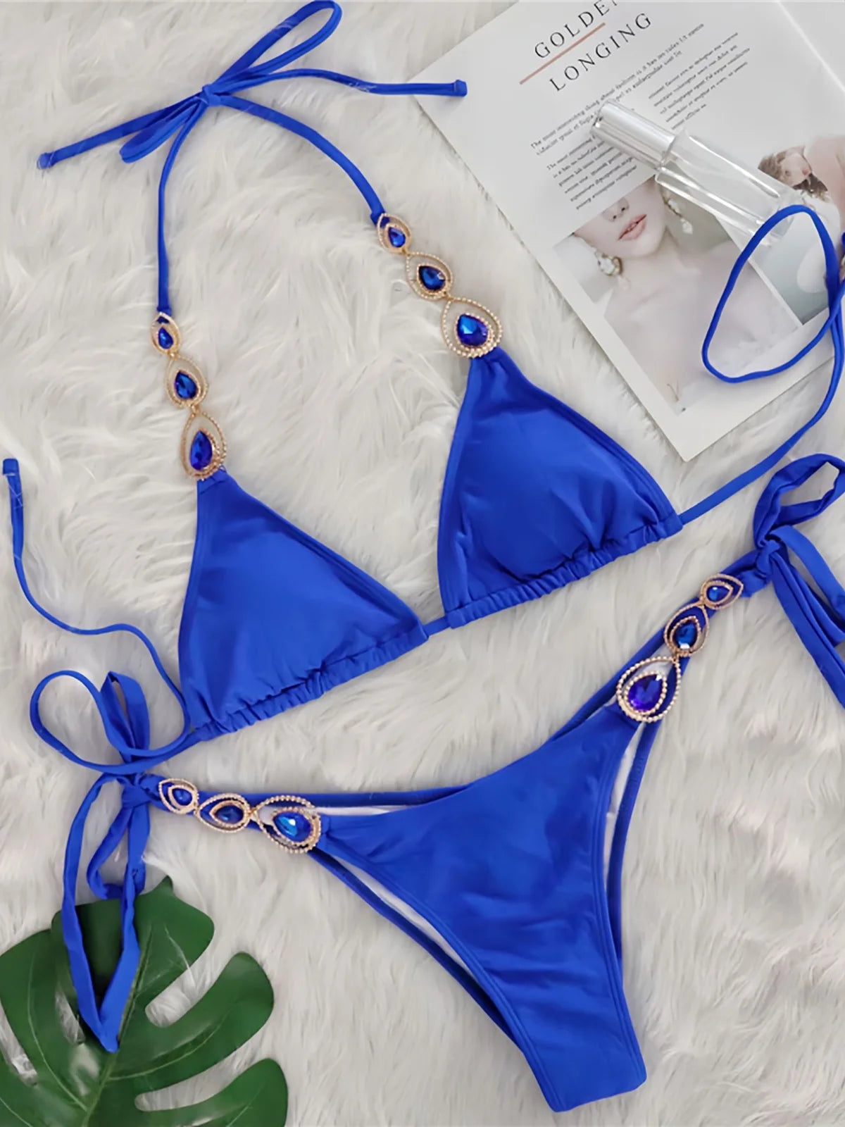 Sexy Diamond Rhinestones Scrunch Butt Bikini Women Swimwear Female Swimsuit Two-pieces Bikini set Bather Bathing Suit Swim V6149