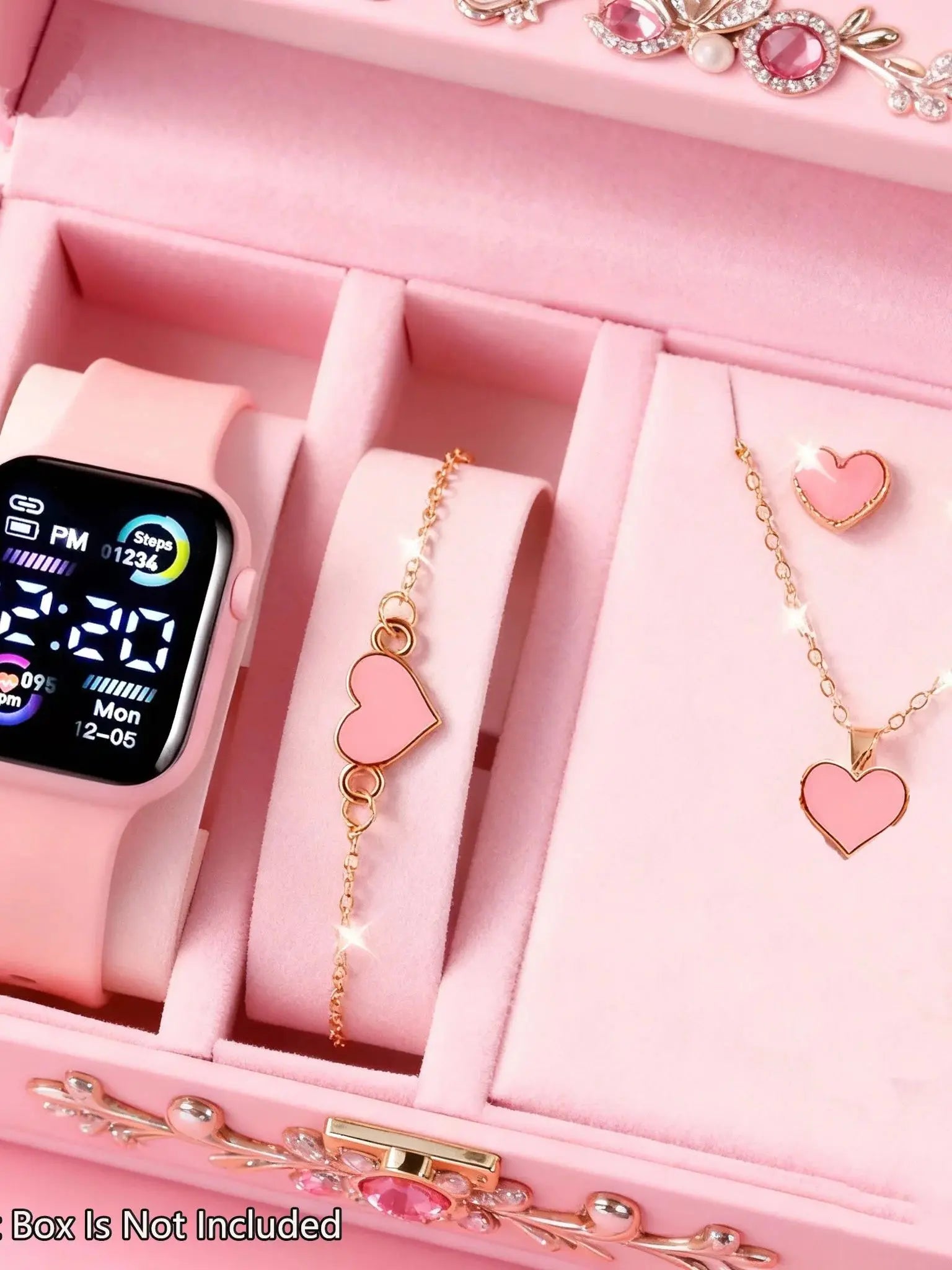 6-piece set of fashion electronic watch necklace earrings ring set for teenagers boys and girls, the best choice for frien