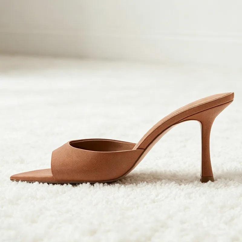 Designer Soft Leather High-heeled Sandals for Woman Sexy Pointed Toe Thin High-heeled Slippers Comfortable Summer Women&