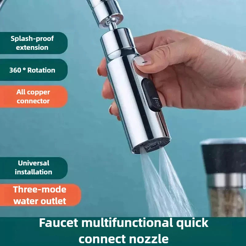 New Faucet Extender 360° Universal Rotation Extension Splash Proof Aerator 3 Modes Kitchen Sink Accessory Water Tap Nozzle