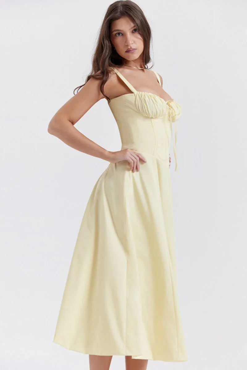 Luxury new temperament solid color fashion high-end halter dress floral dress women