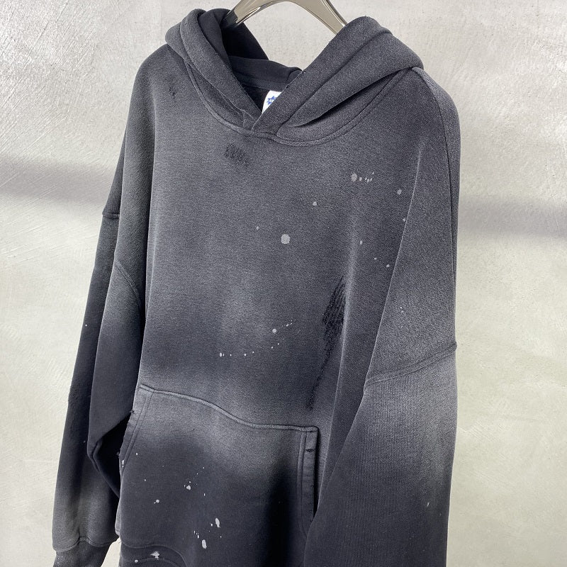 Street Wear Speckled Ink Rubbed Hooded Hoodies Fashion Sense Distressed Winter Coat Men&