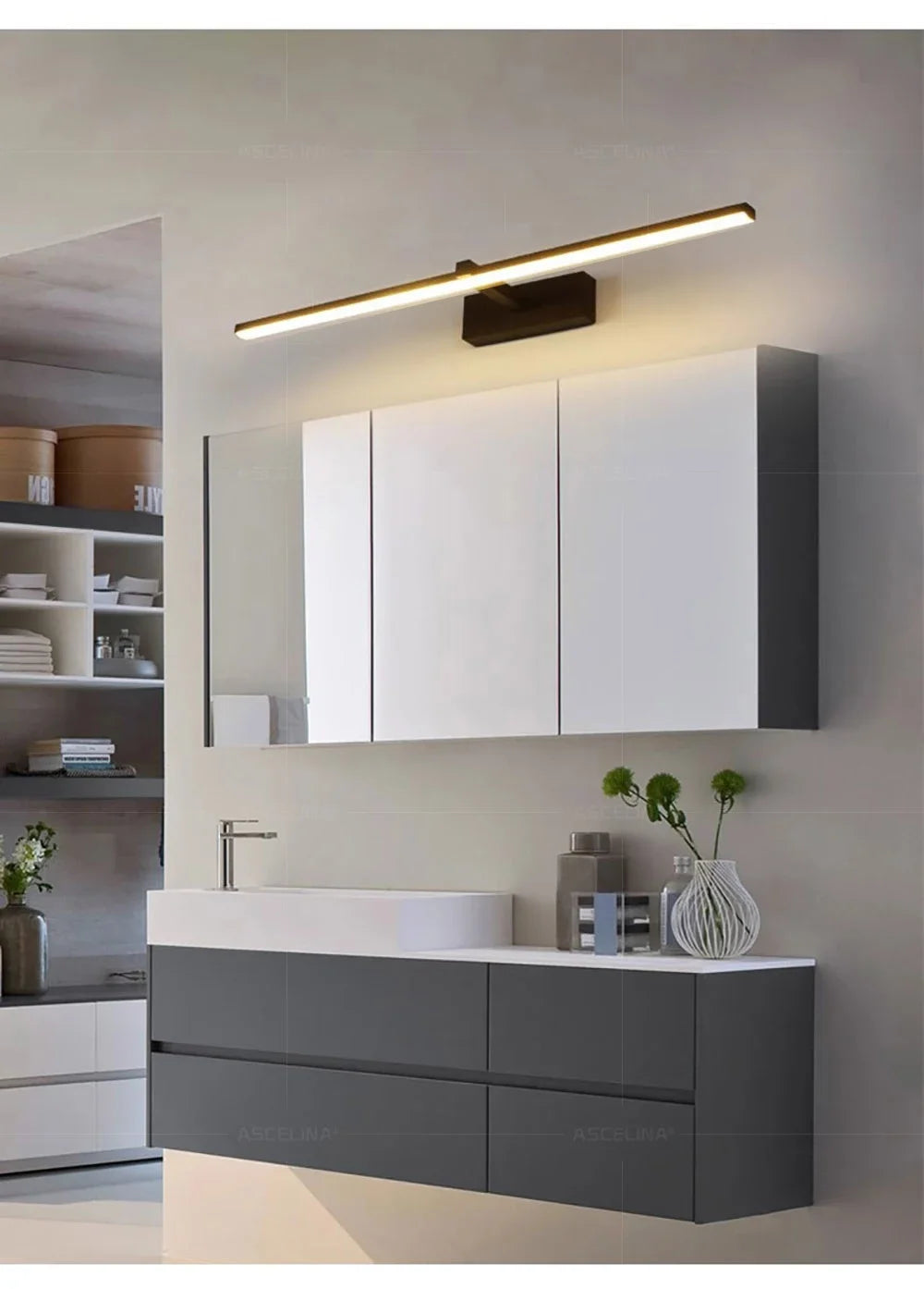 Modern LED Wall Lamp Mirror Decor Lighting 60/80/100cm Long Strip Light For Bedroom Bathroom Washroom Kitchen Indoor Luminaires