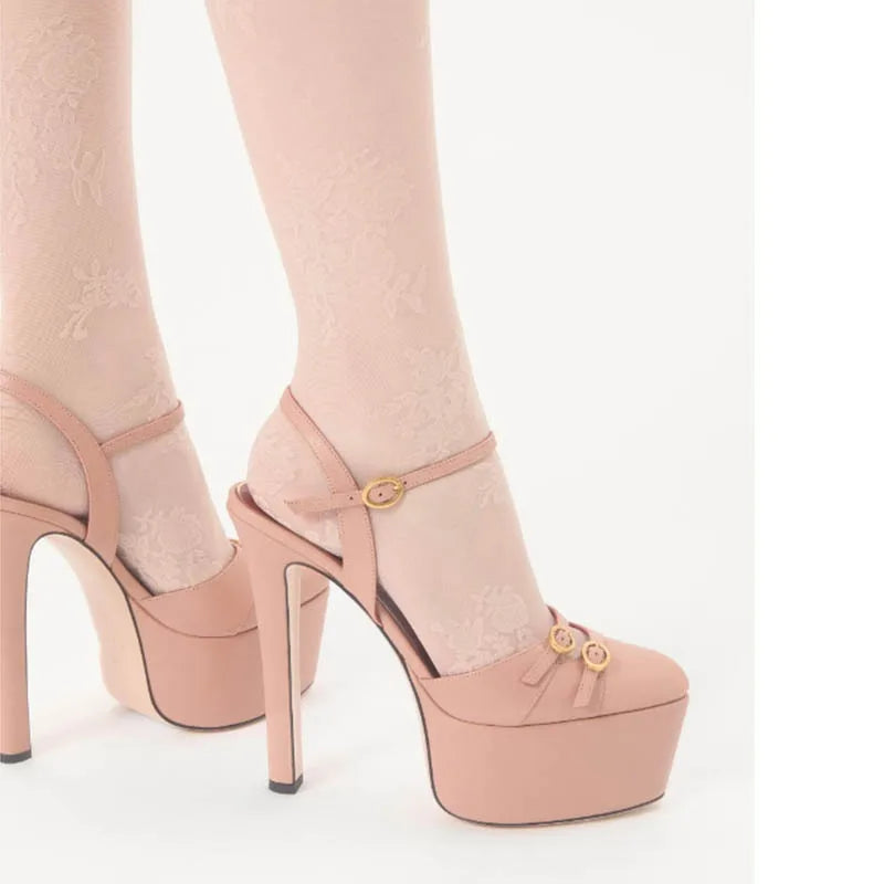 French Style Luxury High-heeled High-heeled Shoes with Thick Toe and Hollowed Out Back for Banquets,women&