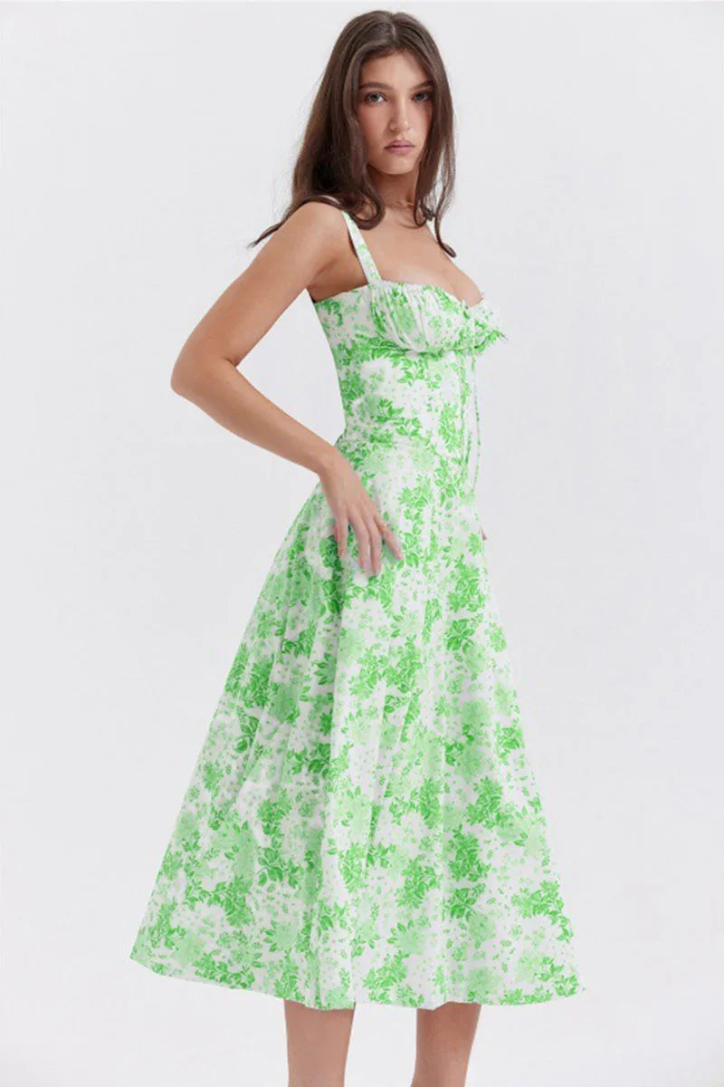 Luxury new temperament solid color fashion high-end halter dress floral dress women