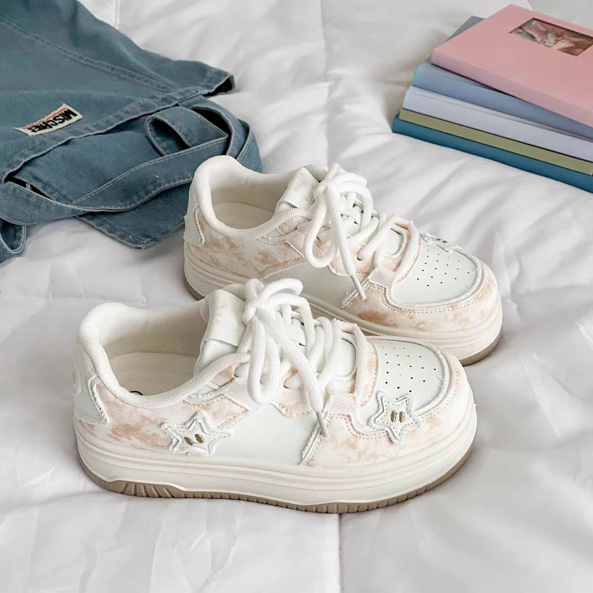 2026 Spring New Platform Sneakers for Women Fashion Casual Pink Shoes Female Lace Designer Chunky Sneakers Shoes Woman