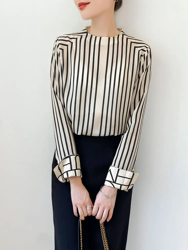 Fashion luxury ladies shirt France style woman printing blouse Long sleeve Tops blusa mujer