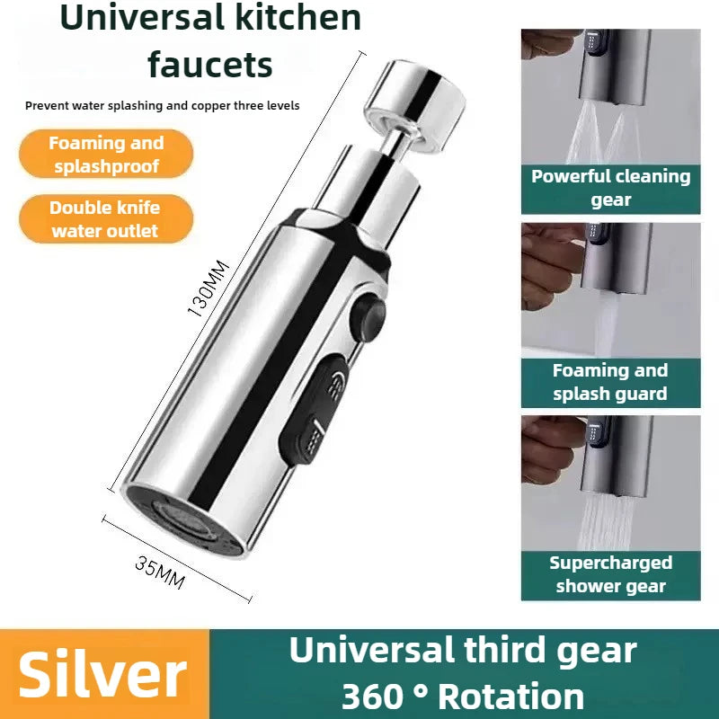 New Faucet Extender 360° Universal Rotation Extension Splash Proof Aerator 3 Modes Kitchen Sink Accessory Water Tap Nozzle