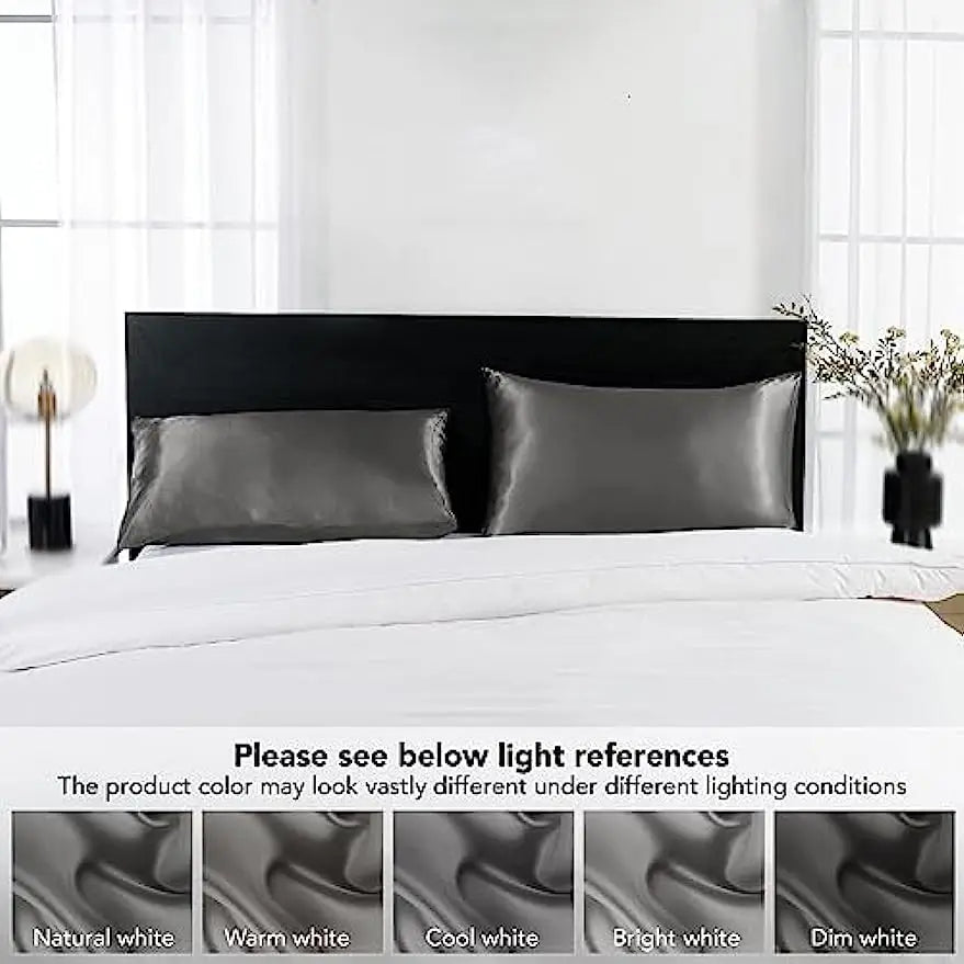 2pcs Satin Silk Pillowcase for Hair and Skin, Coral Pillow Cases Standard Size Set of Super Soft Pillow Case