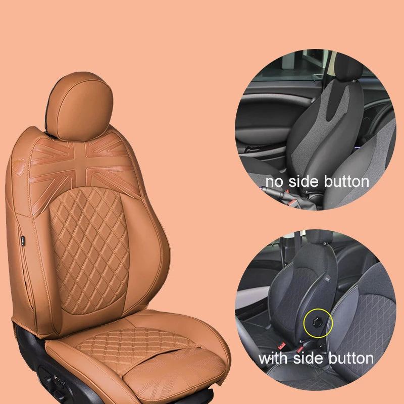 Car Accessories for MINI Cooper R50 R53 HATCHBACK R55 Clubman R56 R57 CABRIO R60 Countryman Custom Seat Covers Leather Pad