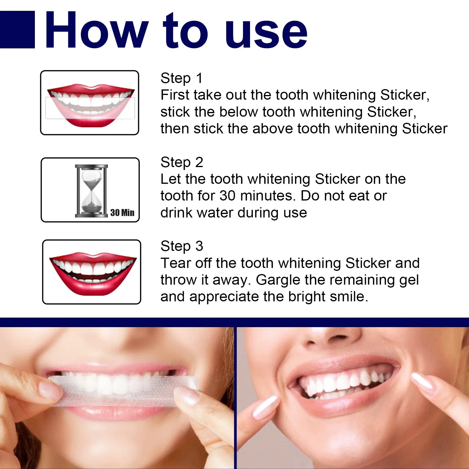 Teeth Whitening Stickers Mint White Teeth Gel Tooth Whitener Strips Teeth Yellow Smoke Stains Tea Stains Oral Hygiene Care