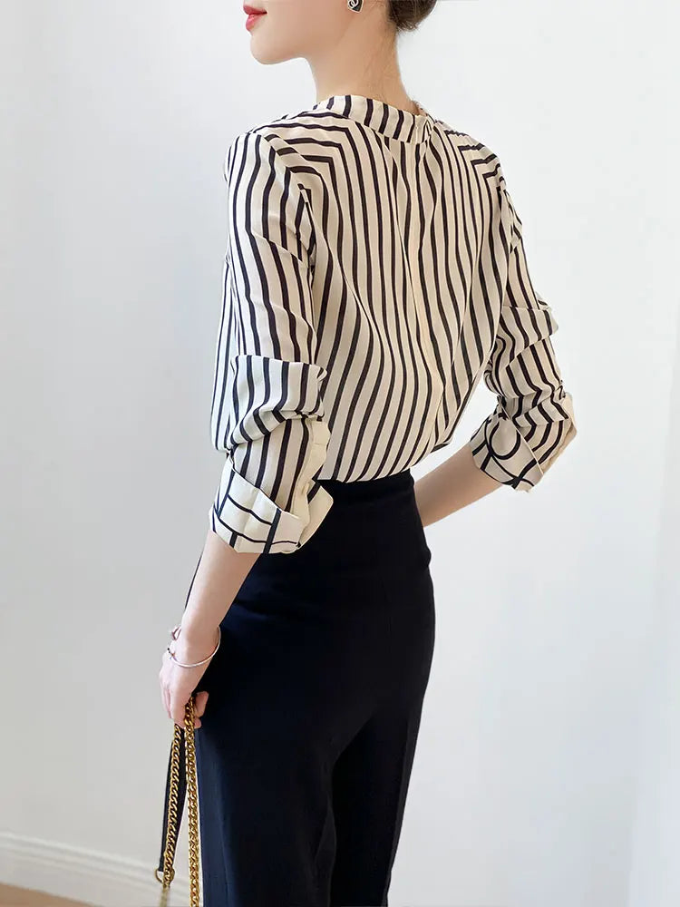 Fashion luxury ladies shirt France style woman printing blouse Long sleeve Tops blusa mujer