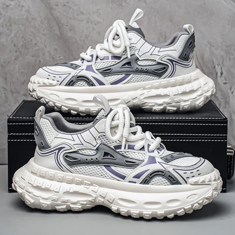 Sneakers for Men Fad Casual Mesh Mens Platform Sneaker Non Slip Wear Resistant Comfort Lace Up Soft Sole Shoes Zapatillas Hombre