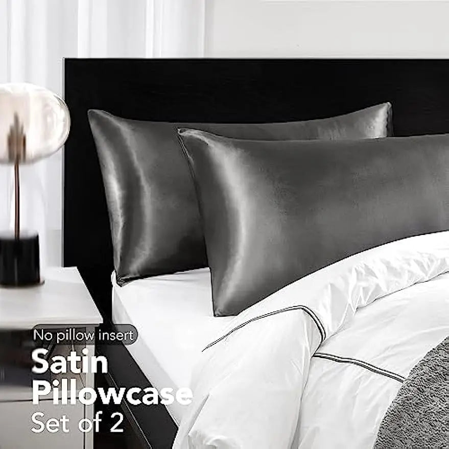 2pcs Satin Silk Pillowcase for Hair and Skin, Coral Pillow Cases Standard Size Set of Super Soft Pillow Case