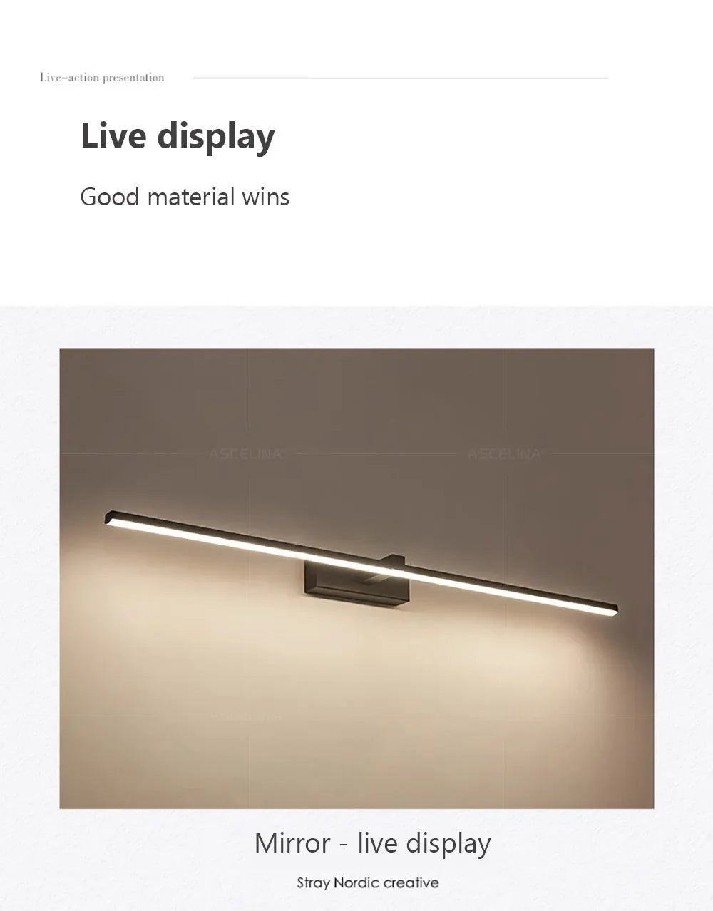 Modern LED Wall Lamp Mirror Decor Lighting 60/80/100cm Long Strip Light For Bedroom Bathroom Washroom Kitchen Indoor Luminaires