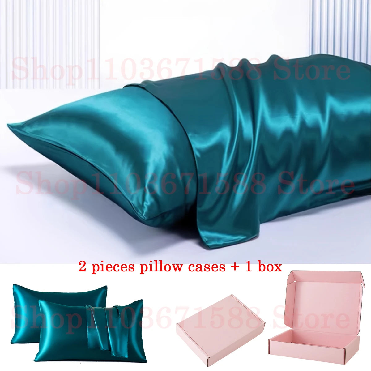 2pcs Satin Pillowcase for Skin and Hair, Satin Pillow Cases Set of 2 Soft Breathable Smooth Cooling Pillow Covers for Sleeping