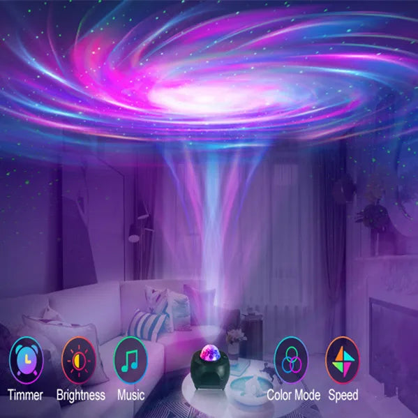 Galaxy Projector - USB-powered portable star projection lamp. Multi-color night light. Fantastical starry night sky effect light