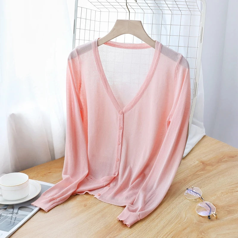 Ice Silk Thin Knitted Women&