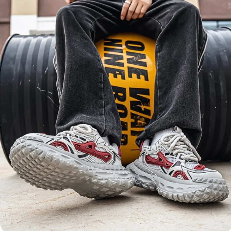Sneakers for Men Fad Casual Mesh Mens Platform Sneaker Non Slip Wear Resistant Comfort Lace Up Soft Sole Shoes Zapatillas Hombre