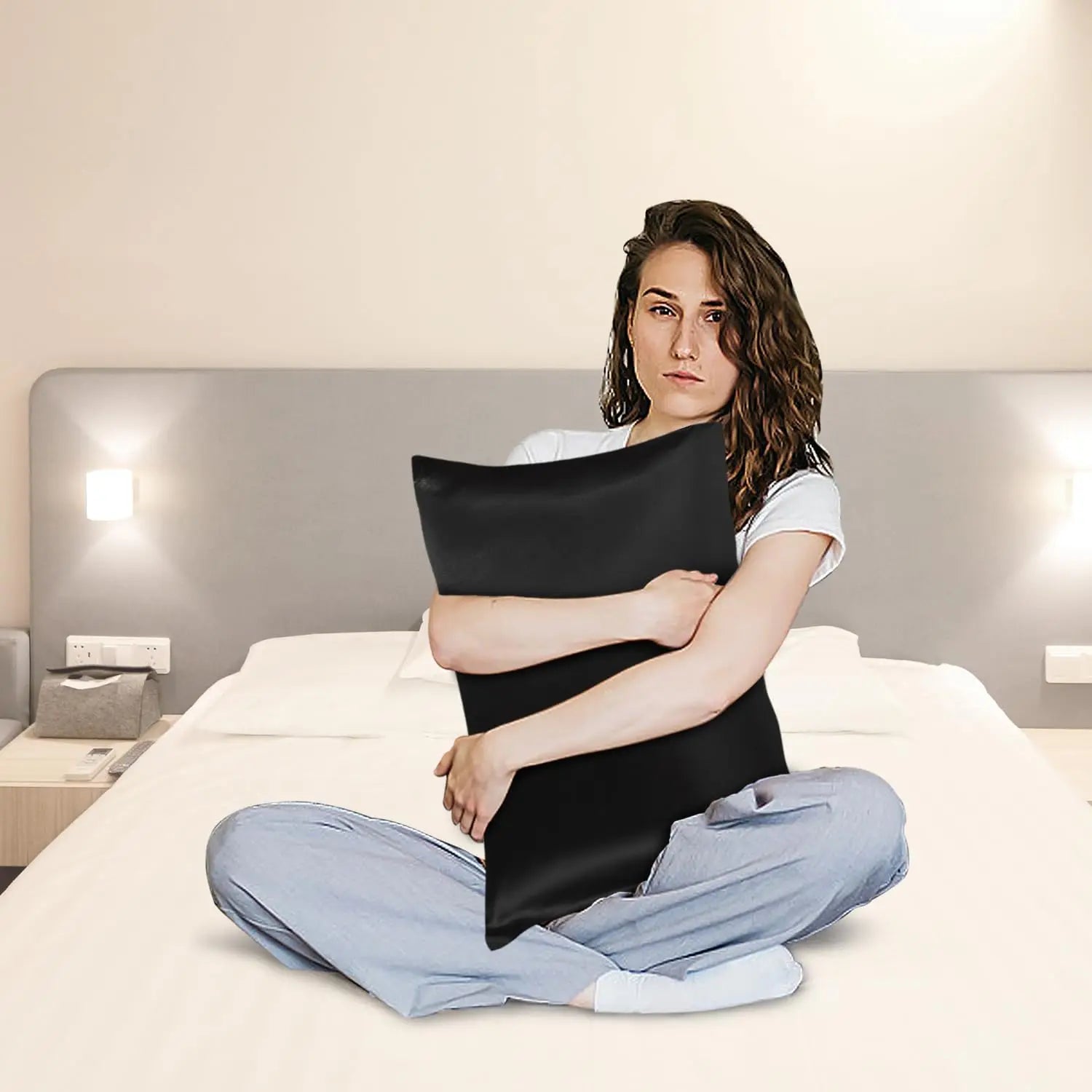 2pcs Satin Silk Pillowcase for Hair and Skin, Coral Pillow Cases Standard Size Set of Super Soft Pillow Case