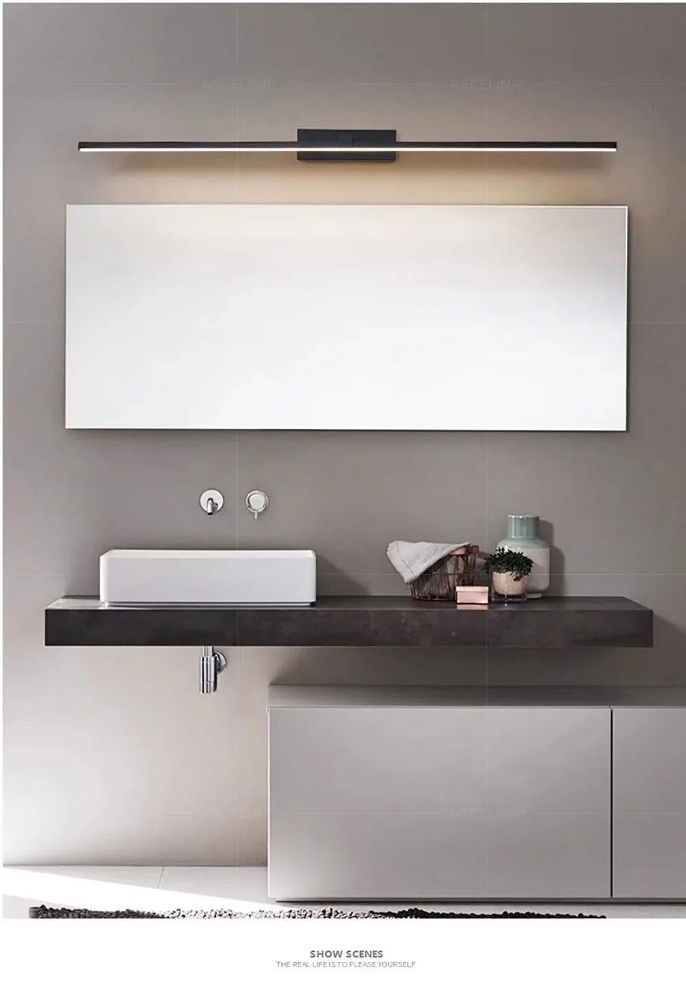 Modern LED Wall Lamp Mirror Decor Lighting 60/80/100cm Long Strip Light For Bedroom Bathroom Washroom Kitchen Indoor Luminaires