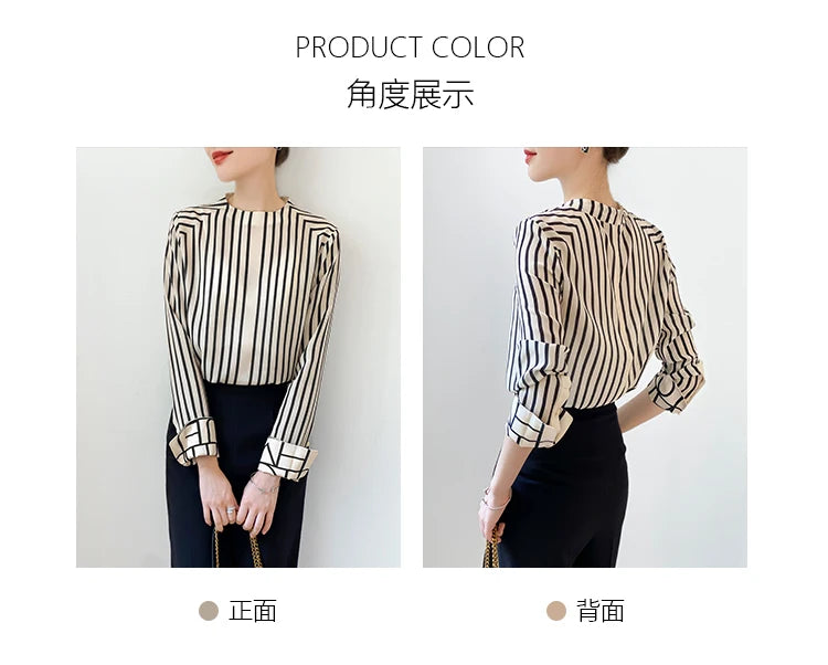 Fashion luxury ladies shirt France style woman printing blouse Long sleeve Tops blusa mujer