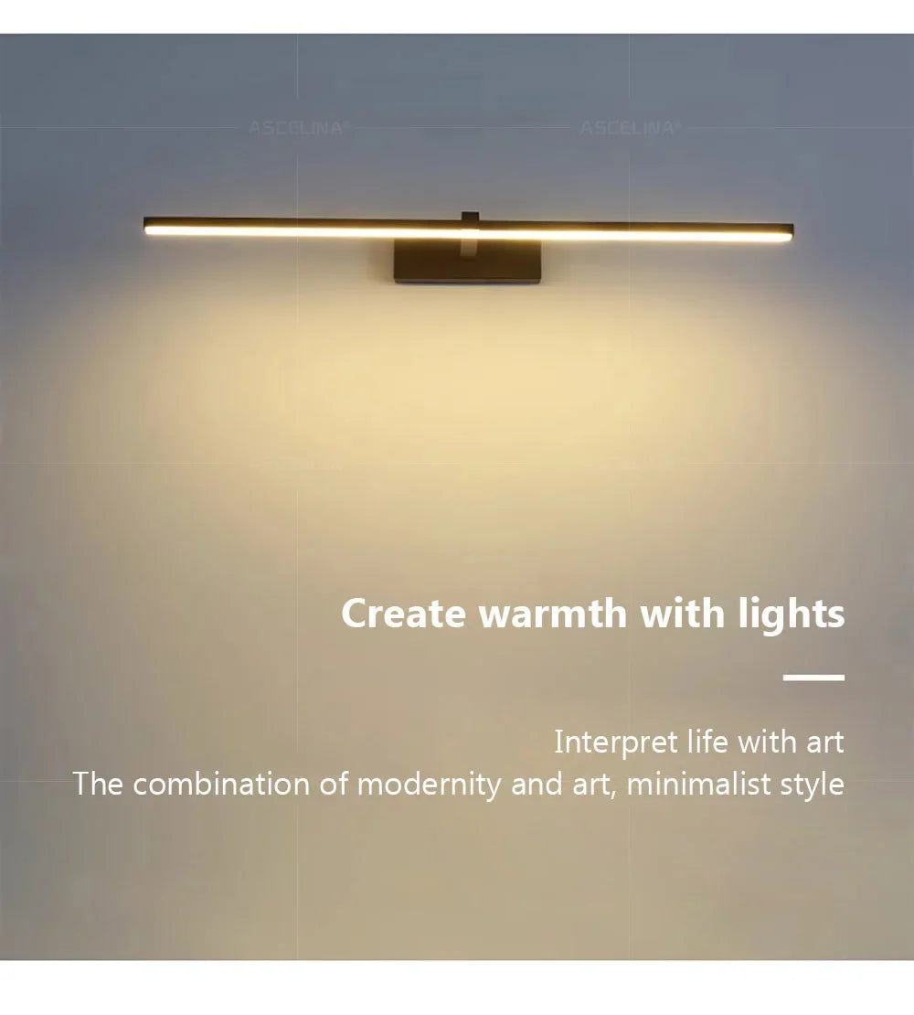 Modern LED Wall Lamp Mirror Decor Lighting 60/80/100cm Long Strip Light For Bedroom Bathroom Washroom Kitchen Indoor Luminaires