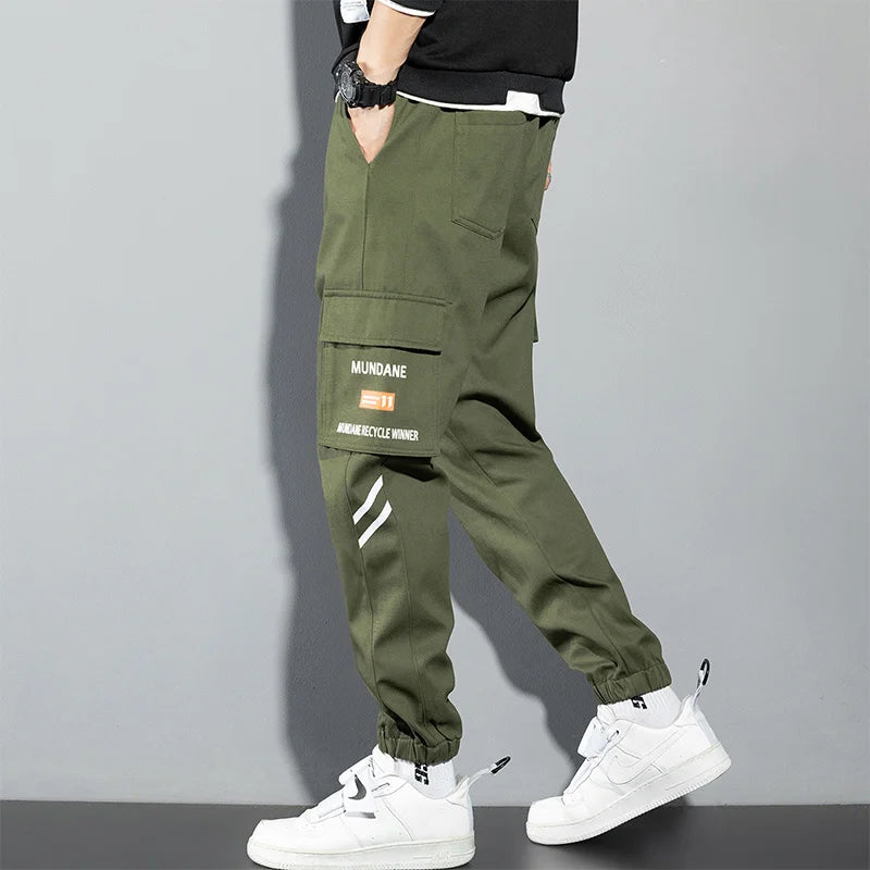Orange Cargo Pants Men Hip Hop Joggers Y2K Streetwear Casual Pants Green Plus Size Camo Cotton Camouflage Korean Fashion Chinos