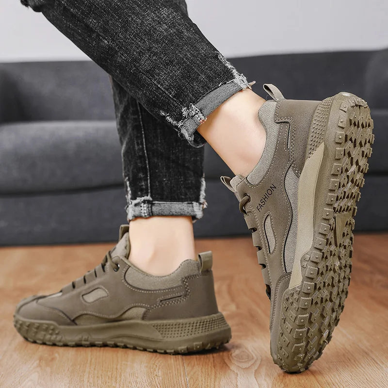 Sneakers for Men High Quality Thick Soled Work Strap Outdoor Mountaineering Anti Slip Platform Wear-resistant Casual Sport Shoes