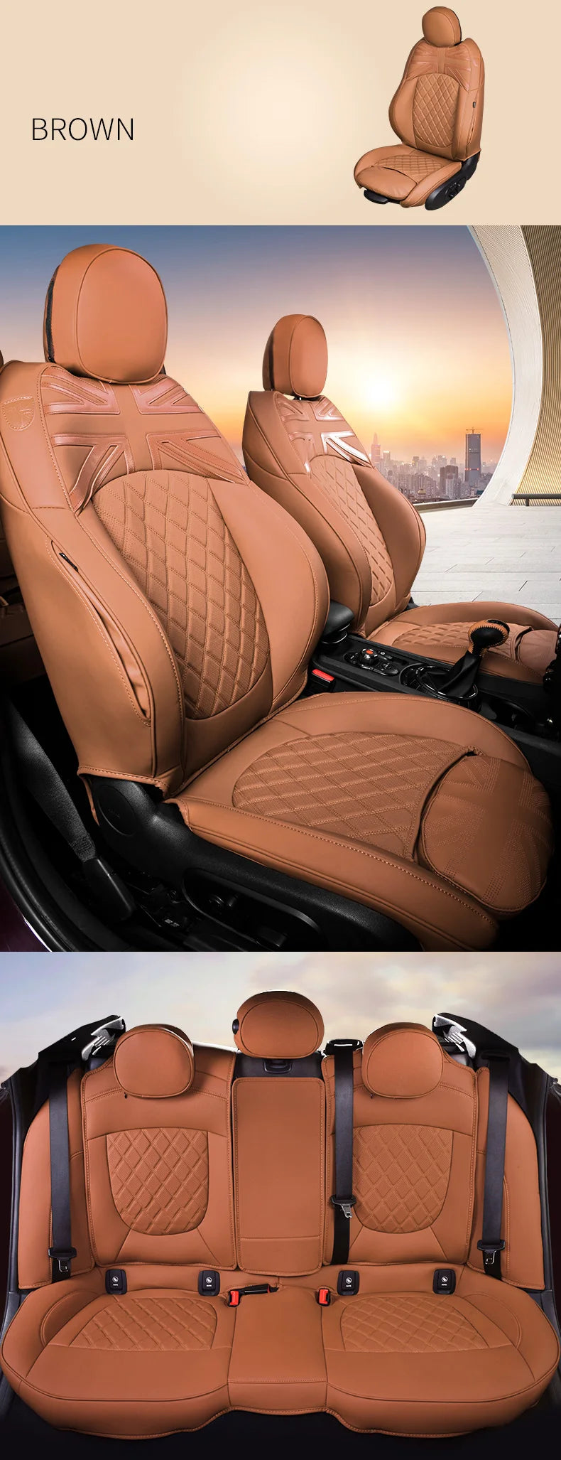 Car Accessories for MINI Cooper R50 R53 HATCHBACK R55 Clubman R56 R57 CABRIO R60 Countryman Custom Seat Covers Leather Pad