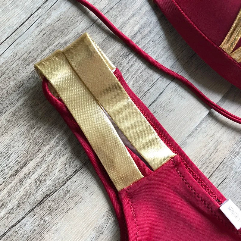 2023 Gold Stamping Women Bikini Set Sexy Padded Women Swimsuit Push Up Bikini Swimwear Summer Beachwear Brazil Bathing Suit