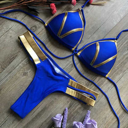 2023 Gold Stamping Women Bikini Set Sexy Padded Women Swimsuit Push Up Bikini Swimwear Summer Beachwear Brazil Bathing Suit