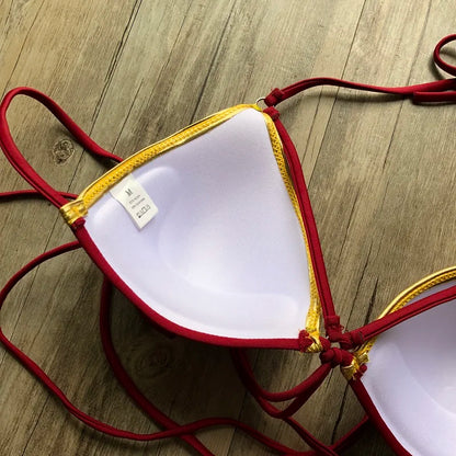 2023 Gold Stamping Women Bikini Set Sexy Padded Women Swimsuit Push Up Bikini Swimwear Summer Beachwear Brazil Bathing Suit