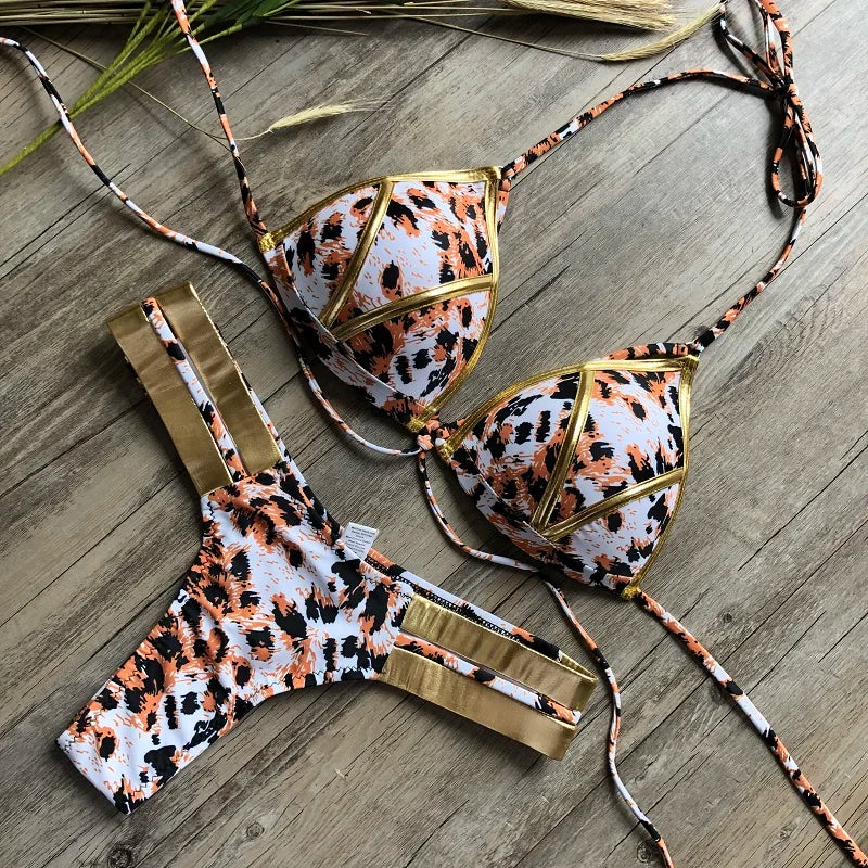 2023 Gold Stamping Women Bikini Set Sexy Padded Women Swimsuit Push Up Bikini Swimwear Summer Beachwear Brazil Bathing Suit