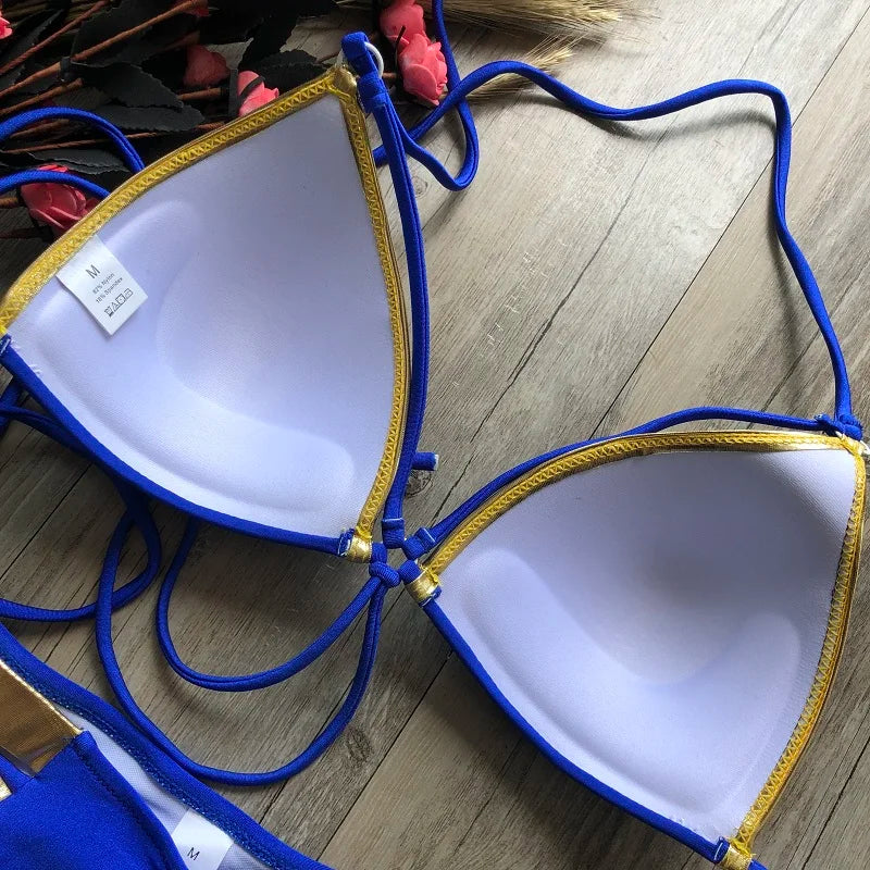 2023 Gold Stamping Women Bikini Set Sexy Padded Women Swimsuit Push Up Bikini Swimwear Summer Beachwear Brazil Bathing Suit