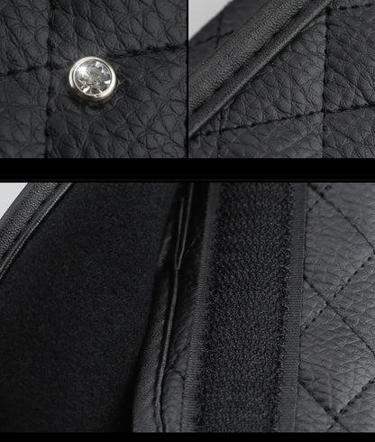 Camellia Flower Car Interior Accessories Crystal Leather Steering Wheel Cover Seat Belt Shifter Cover Auto Headrest Mirror Case
