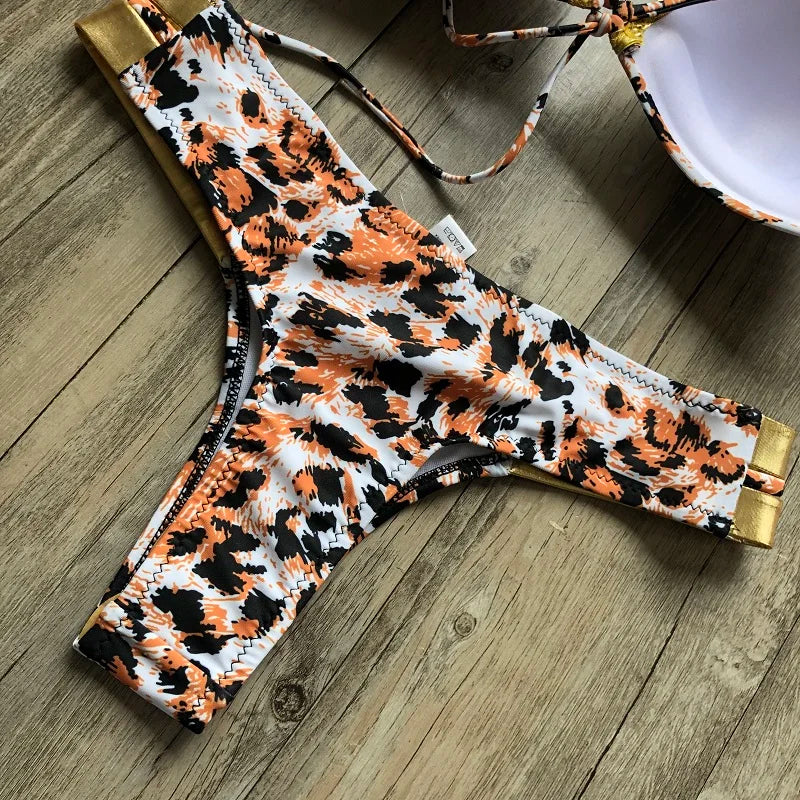2023 Gold Stamping Women Bikini Set Sexy Padded Women Swimsuit Push Up Bikini Swimwear Summer Beachwear Brazil Bathing Suit