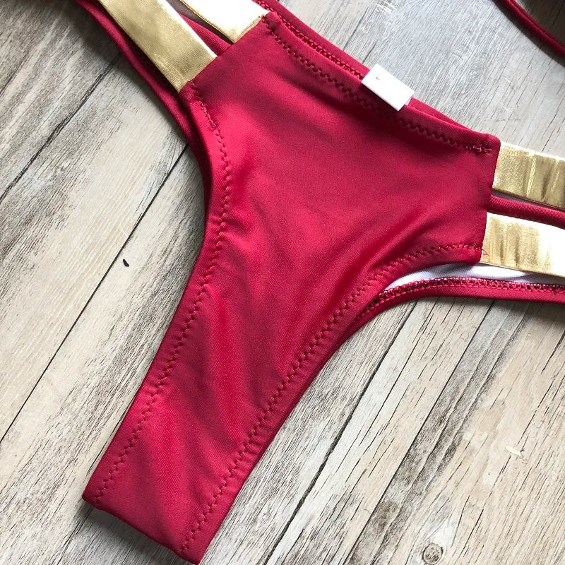 2023 Gold Stamping Women Bikini Set Sexy Padded Women Swimsuit Push Up Bikini Swimwear Summer Beachwear Brazil Bathing Suit