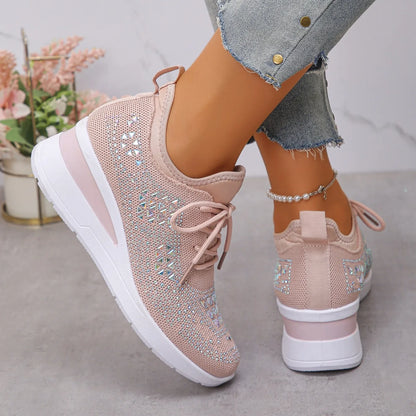 Designer Sneakers Women Shoes New Women Mesh Platform Sneakers High Heels Wedges Thick Bottom Breathable Casual Vulcanize Shoes