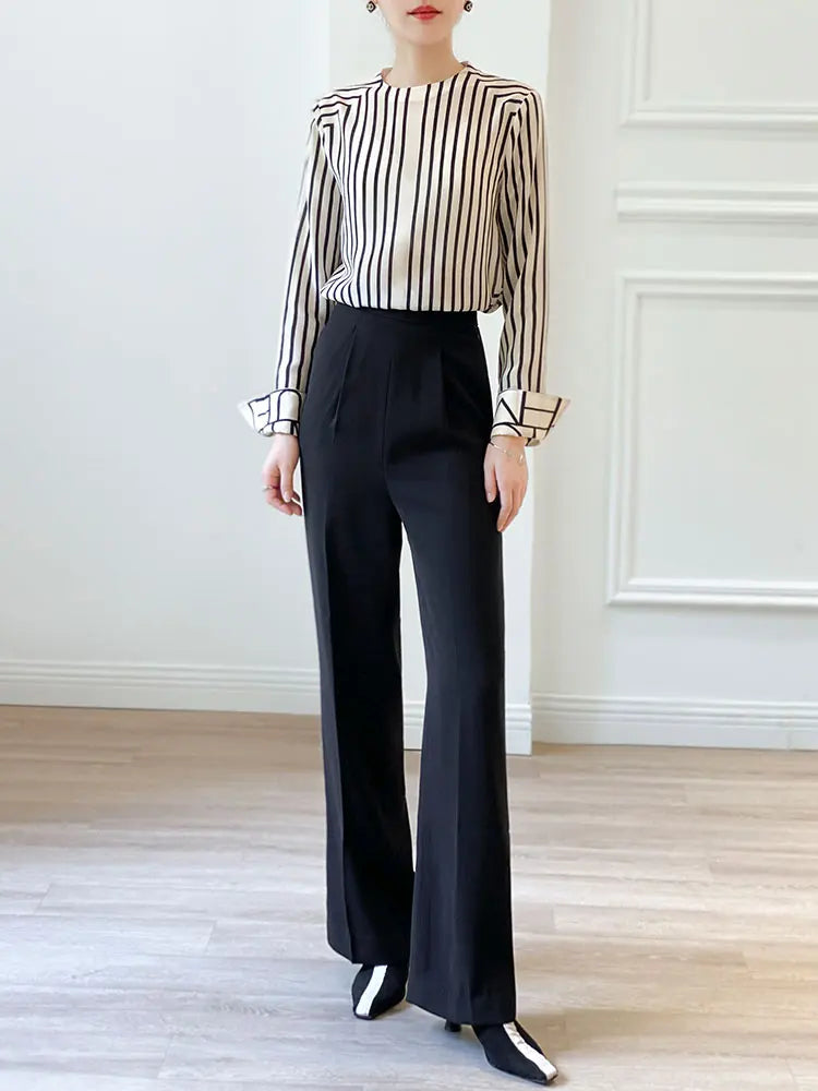 Fashion luxury ladies shirt France style woman printing blouse Long sleeve Tops blusa mujer