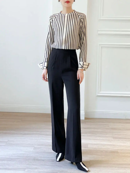 Fashion luxury ladies shirt France style woman printing blouse Long sleeve Tops blusa mujer