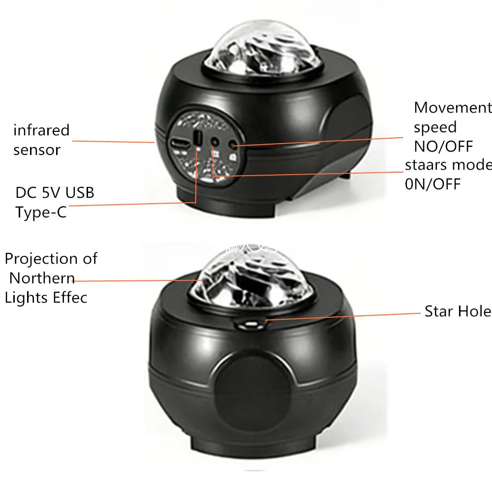 Galaxy Projector - USB-powered portable star projection lamp. Multi-color night light. Fantastical starry night sky effect light