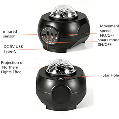 Galaxy Projector - USB-powered portable star projection lamp. Multi-color night light. Fantastical starry night sky effect light
